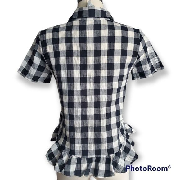 Madewell Peplum Button-Down Shirt in Gingham - Picture 4 of 7